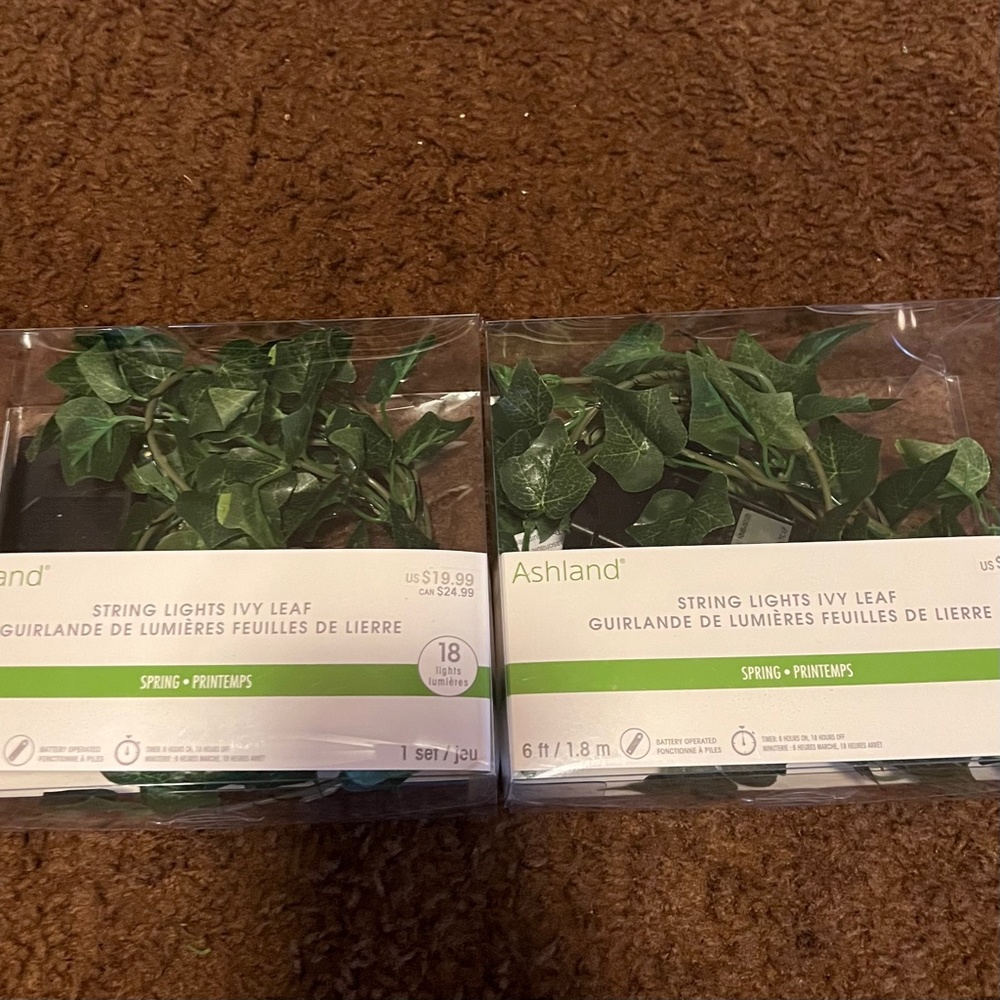 2 boxes String Lights Ivy Leaf Garland Michael's Ashland 7 ft battery in…